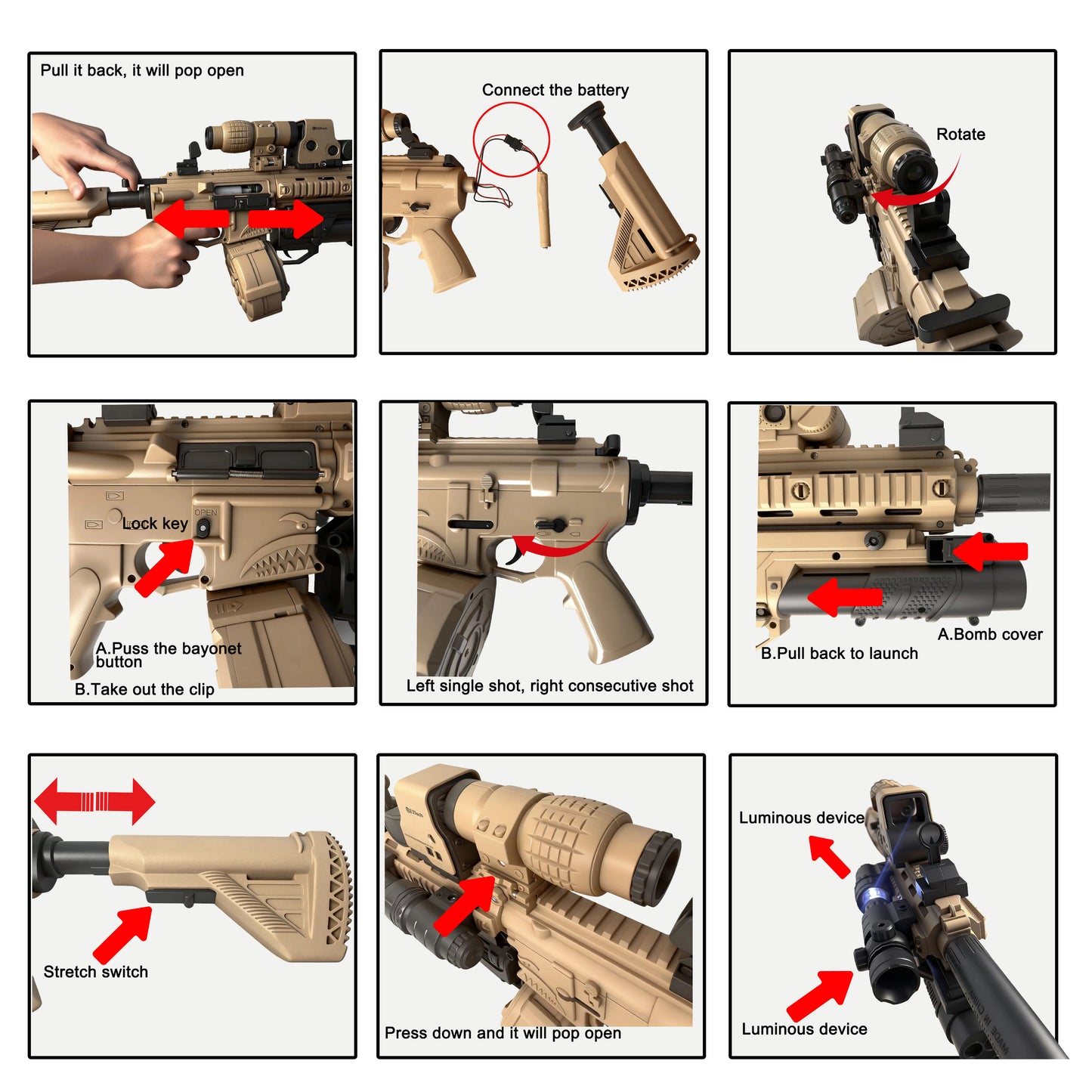 3 Firing Modes Large Gel Splatter Blaster for Orbeez with glasses Suitable for Backyard Fun and Outdoor Team Shooting Games,416 Full configuration.Full configuration