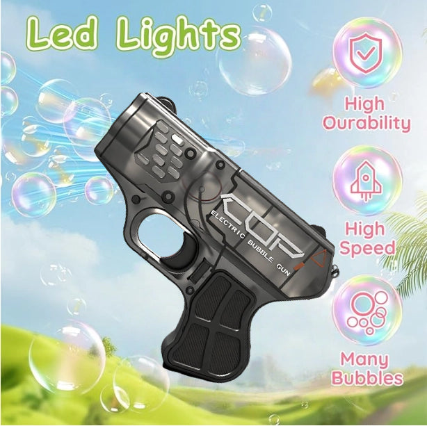 MINI COP Bubble Gun for Kids Bubble Machine for Boys Girls Toddlers LED Automatic Blower Toys for Ages 3 4 5 6 7 8 Summer Outdoor Party Birthday Gift