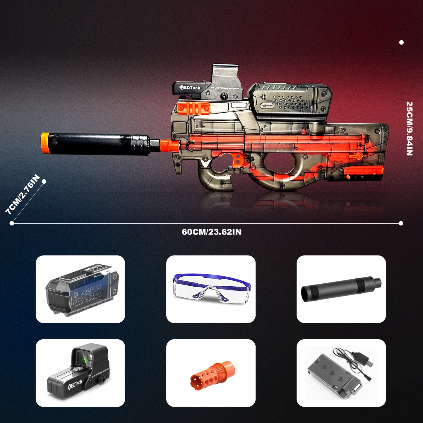 P90 Gel Water Ball Blaster,for Outdoor Activities Game Party.2MODE:Hand Movement And Electric Full Auto