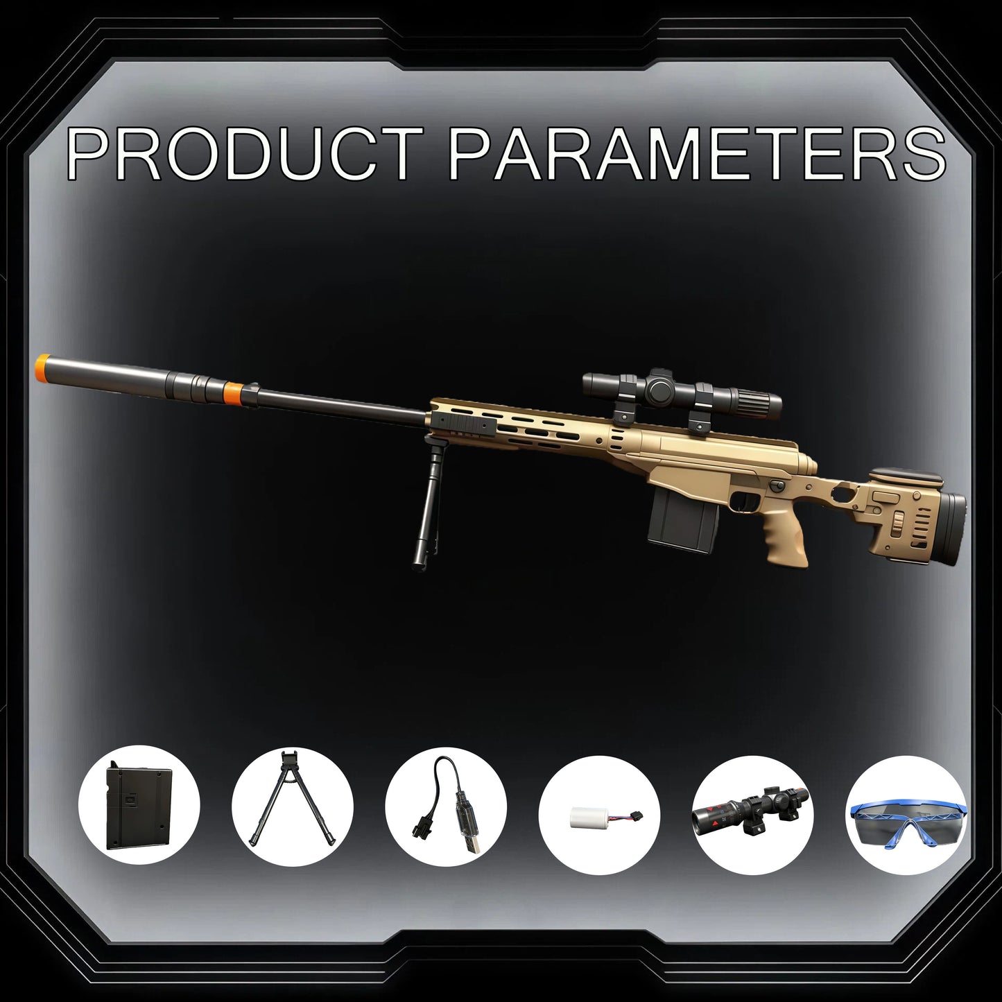 NEW MSR Electric Gell Ball Blaster, Sniper Gun, Splat Gun Toy - Manual&Auto Splatter Blaster With Bracket&Telescope, Strong Power, High Speed- Ideal For Backyard Fun And Outdoor Activities
