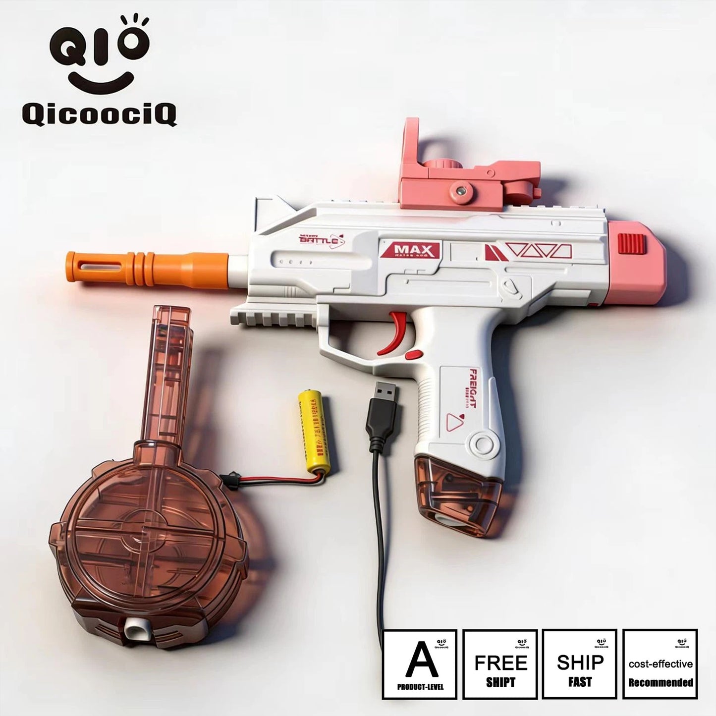 UZI Automatic Electric Water Gun , Auto Water Suction Powerful Squirt Guns Pistol for Adults Kids, Auto Water Blaster Pistol Outdoor Summer Toys for Pool Beach Party