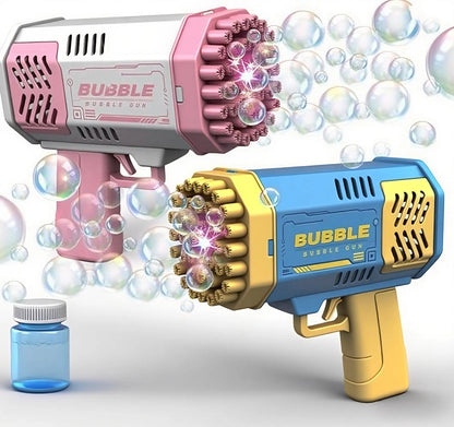 2PCS Bubble Gun And 1 Bubble Water Children Rocket Launcher Handheld Portable Electric Automatic Bubble Gun LED Light For Boys And Girls, The Perfect Outdoor Party Toy For Kids, Children Gift