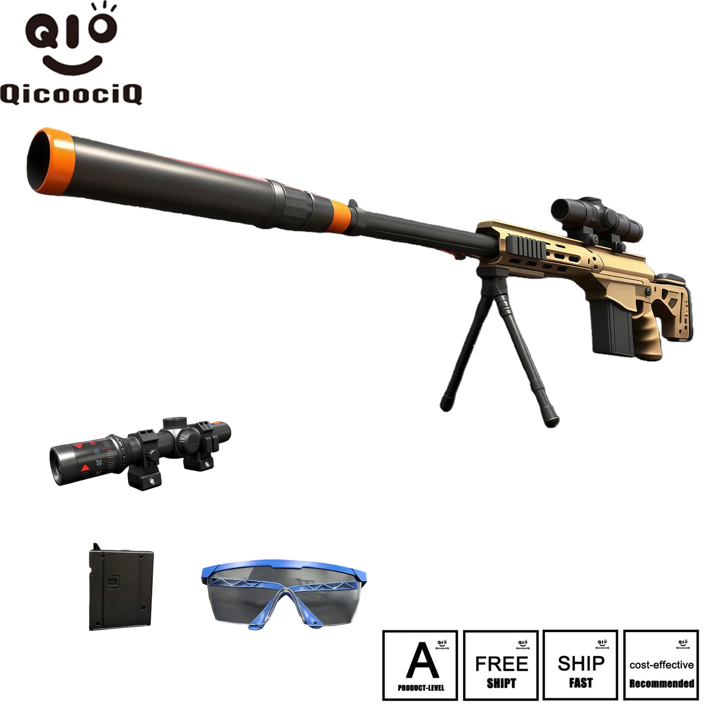 NEW MSR Electric Gell Ball Blaster, Sniper Gun, Splat Gun Toy - Manual&Auto Splatter Blaster With Bracket&Telescope, Strong Power, High Speed- Ideal For Backyard Fun And Outdoor Activities