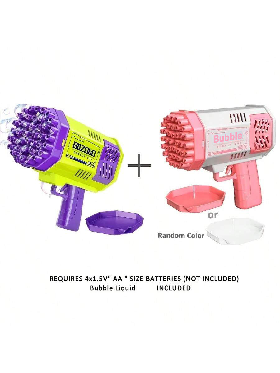 2PCS Bubble Gun And 1 Bubble Water Children Rocket Launcher Handheld Portable Electric Automatic Bubble Gun LED Light For Boys And Girls, The Perfect Outdoor Party Toy For Kids, Children Gift