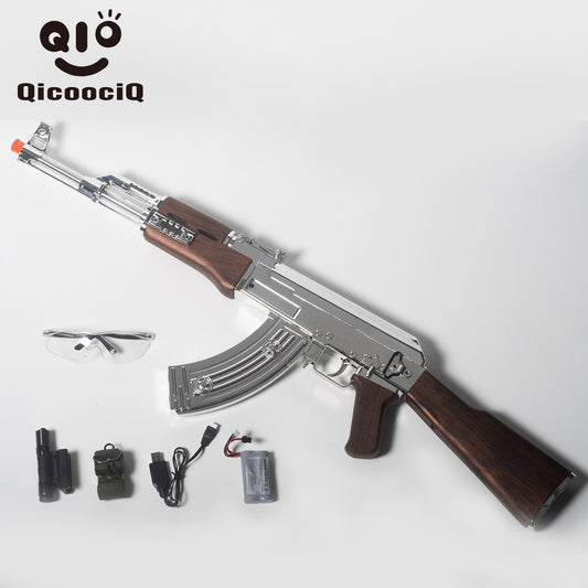 Silvery AK Gel Water Ball Blaster，for Outdoor Activities Game Party. Electric Full Auto 18+