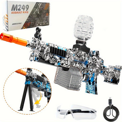 Mini M249  Gel Water Ball Blaster，for Outdoor Activities Game Party.2MODE:Hand Movement And Electric Full Auto