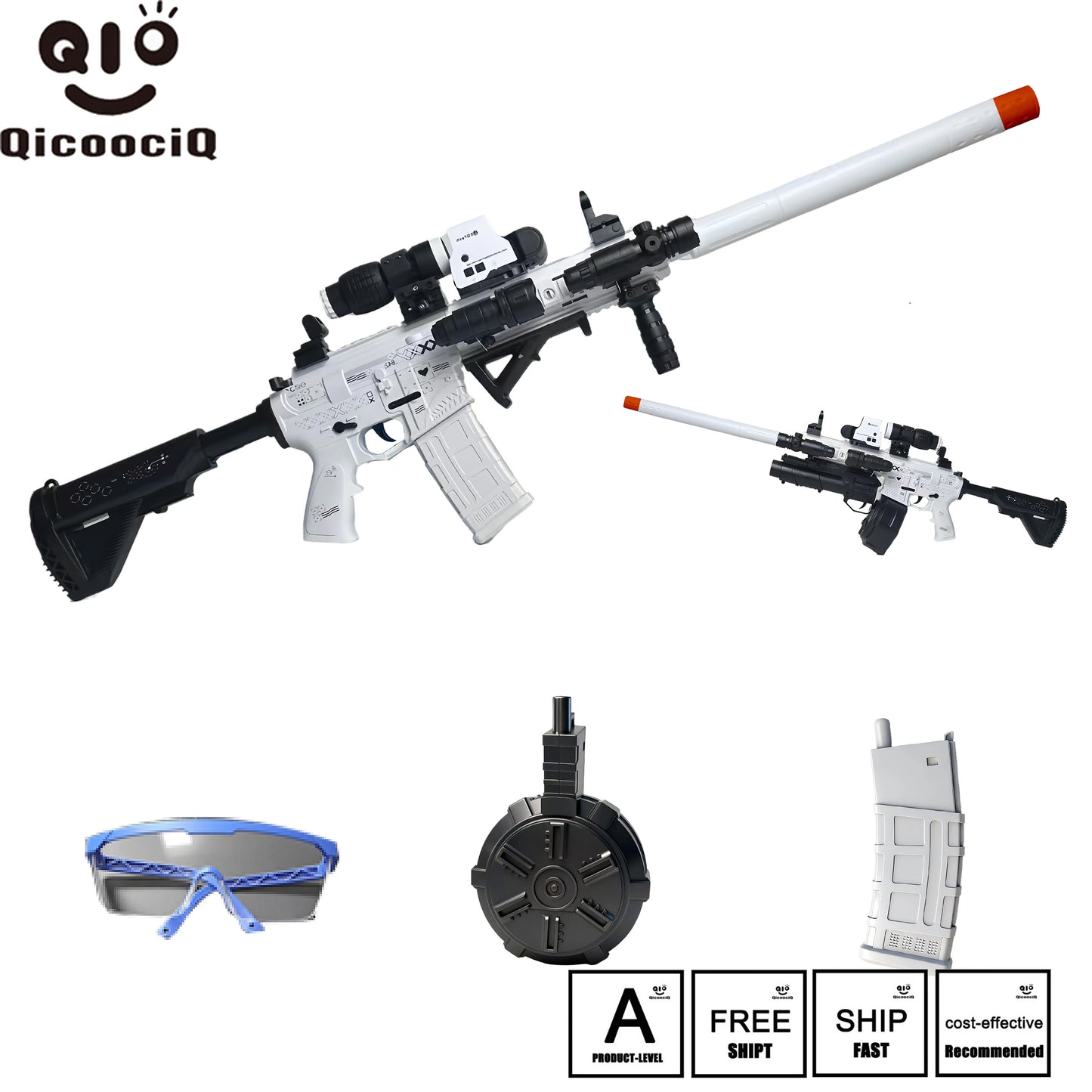 3 Firing Modes Large Gel Splatter Blaster for Orbeez with glasses Suitable for Backyard Fun and Outdoor Team Shooting Games,416 Full configuration.Full configuration