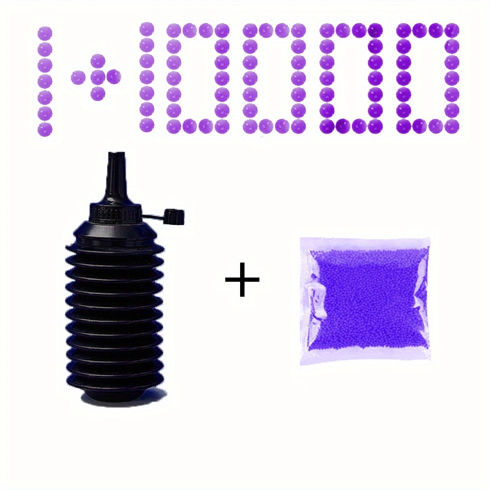 PURPLE Gel Balls Blaster Ammo Gel Gun Refill(10,000 Pieces & 1 Ball loader), 7.5mm Splat Gels Balls Bullets Accesories 7-8 mm, Compatible with Gels Gun, Blue Colour, for Ages 14+