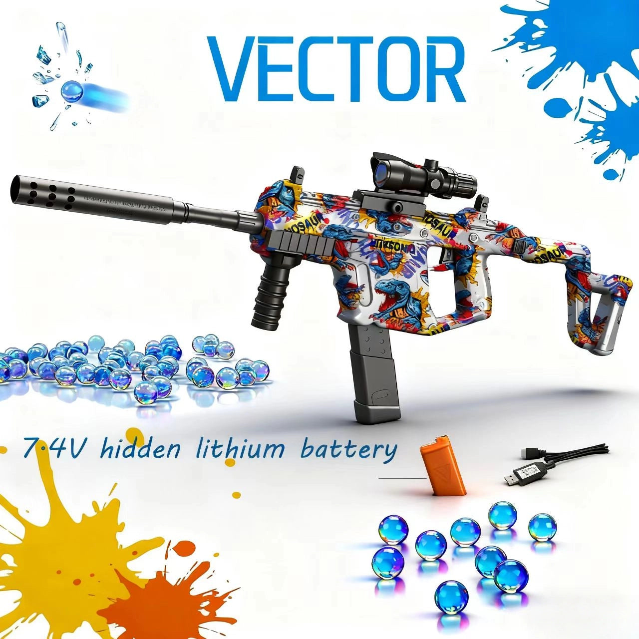 VECTOR Gel Water Ball Blaster，for Outdoor Activities Game Party.2MODE:Hand Movement And Electric Full Auto