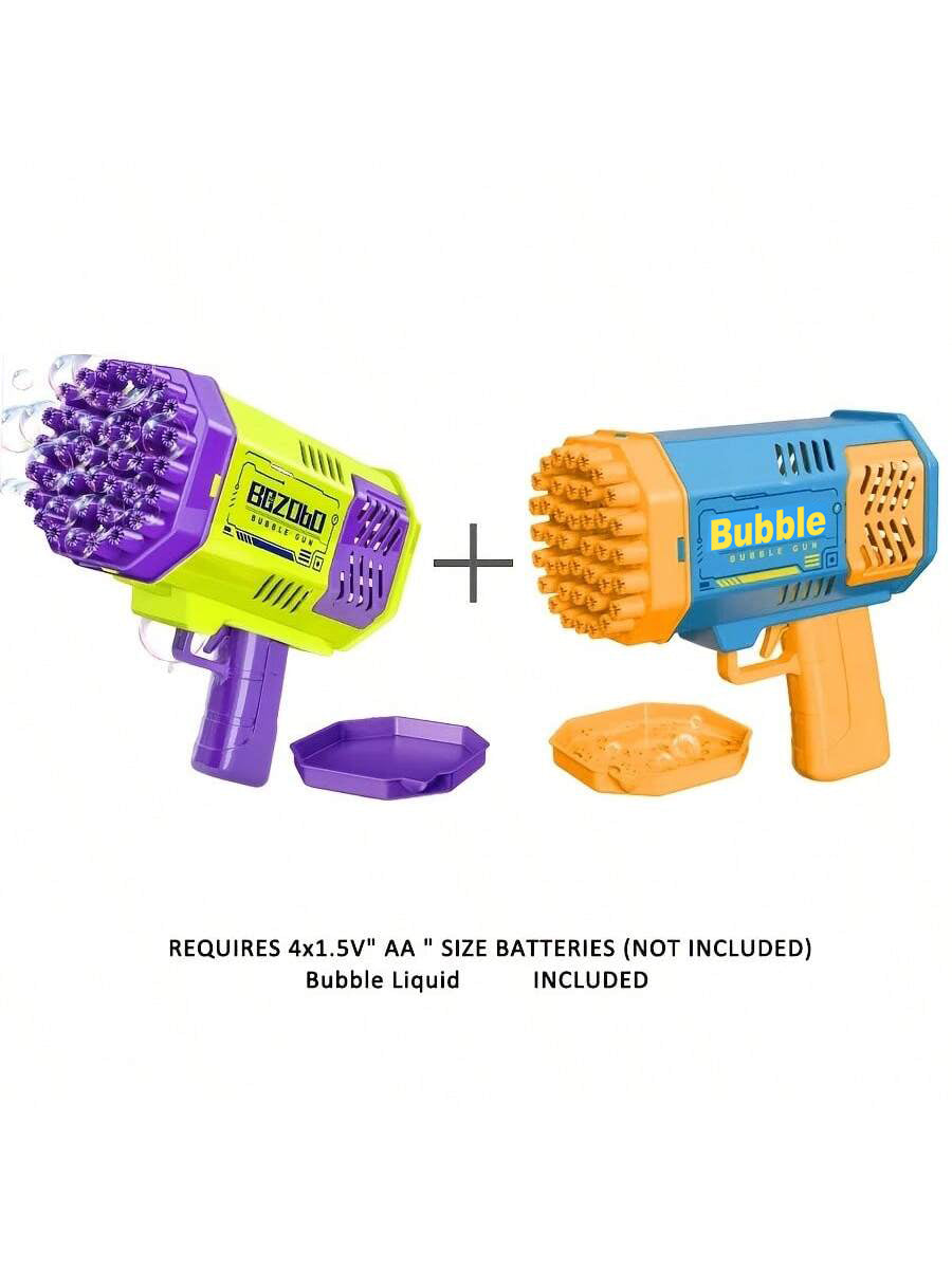 2PCS Bubble Gun And 1 Bubble Water Children Rocket Launcher Handheld Portable Electric Automatic Bubble Gun LED Light For Boys And Girls, The Perfect Outdoor Party Toy For Kids, Children Gift