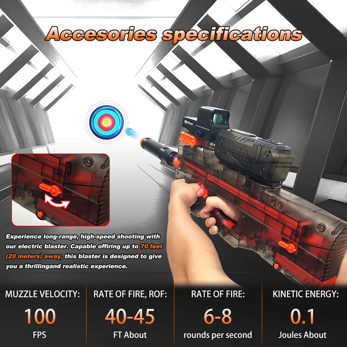 P90 Gel Water Ball Blaster，for Outdoor Activities Game Party.2MODE:Hand Movement And Electric Full Auto