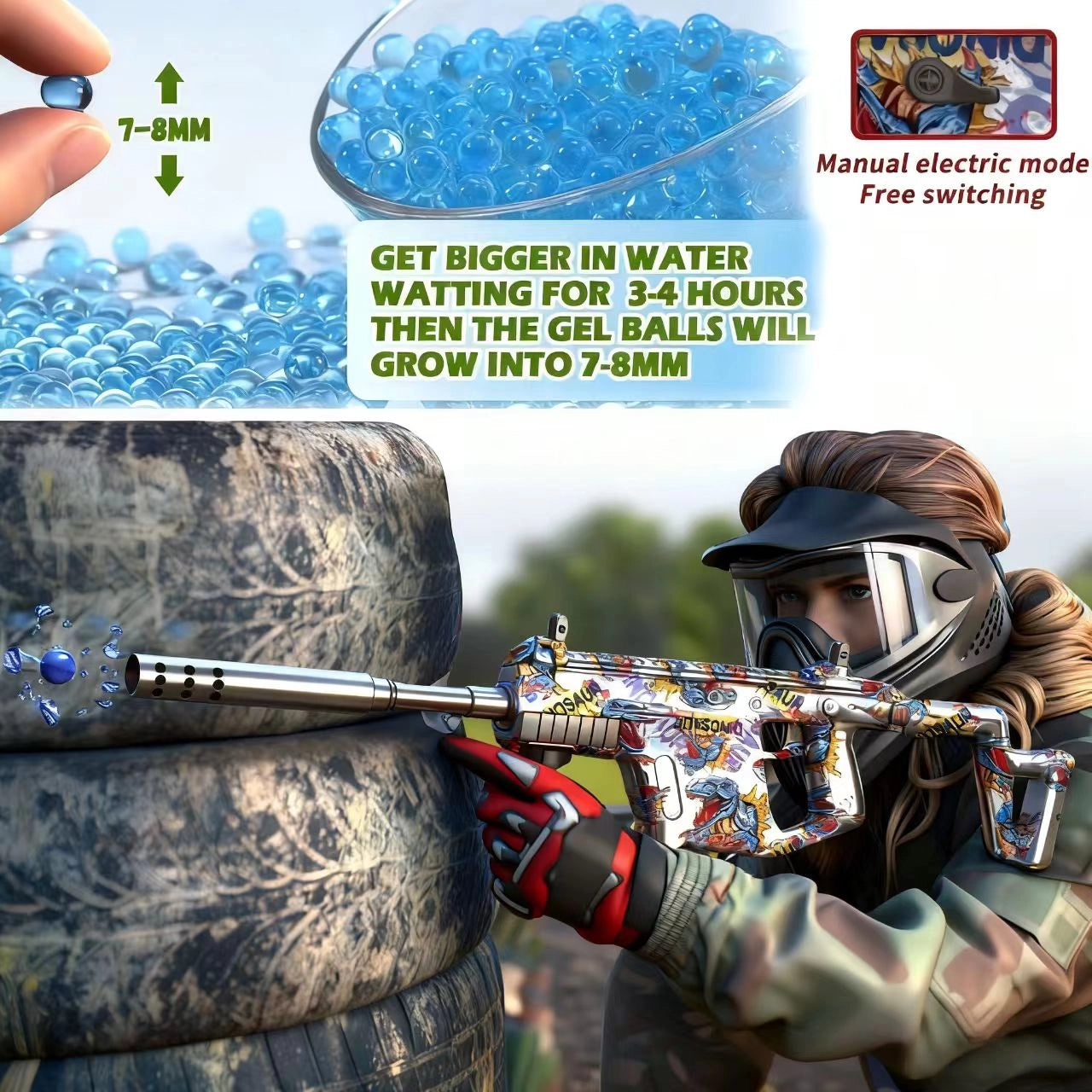 VECTOR Gel Water Ball Blaster，for Outdoor Activities Game Party.2MODE:Hand Movement And Electric Full Auto