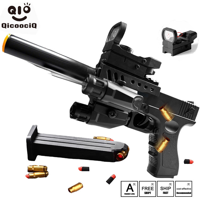 Toy Gun with Automatic Reloading Rebound Shell Ejecting and Soft Foam Blaster, Ideal for Shooting Games, Education Model Toys, Gift for Kids Boys Girls