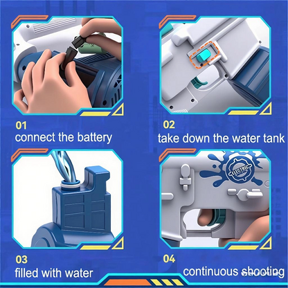 416  Automatic Electric Water Gun , Auto Water Suction Powerful Squirt Guns Pistol for Adults Kids, Auto Water Blaster Pistol Outdoor Summer Toys for Pool Beach Party