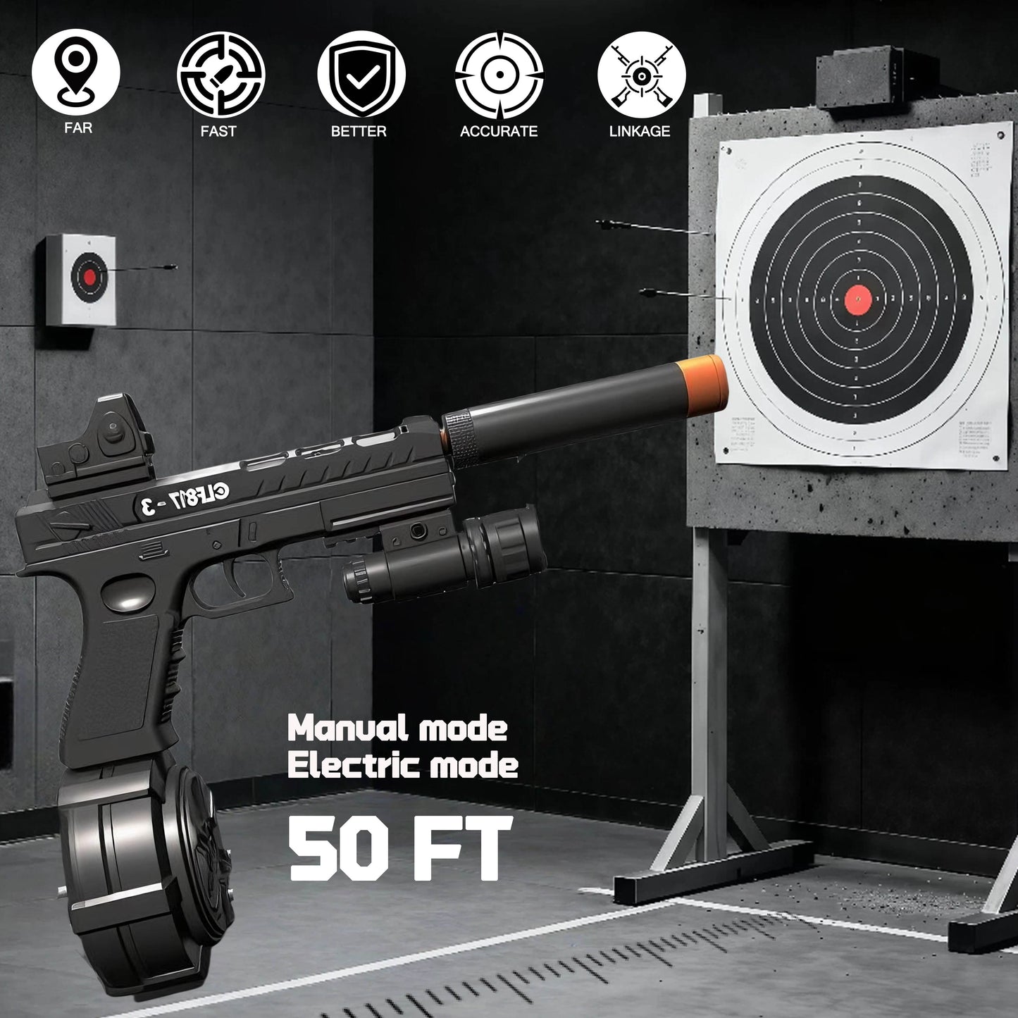 30%OFF,Free Shipping,Low Price Online.  Electric Gel Ball Blaster Automatic Splatter Eco-Friendly Splat Gun for Outdoor Activities.  2MODE:Hand Movement And Electric Full Auto