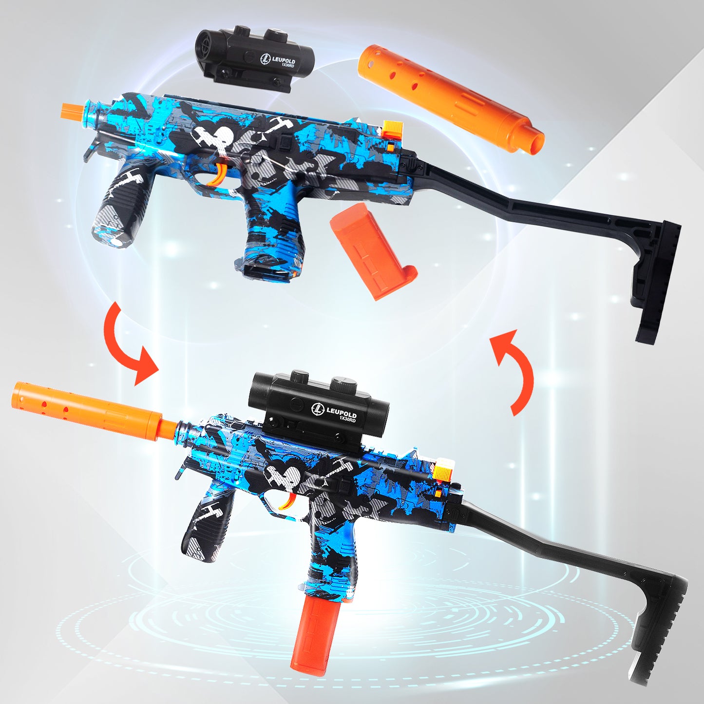 MP9 Gel Water Ball Blaster，for Outdoor Activities Game Party.2MODE:Hand Movement And Electric Full Auto