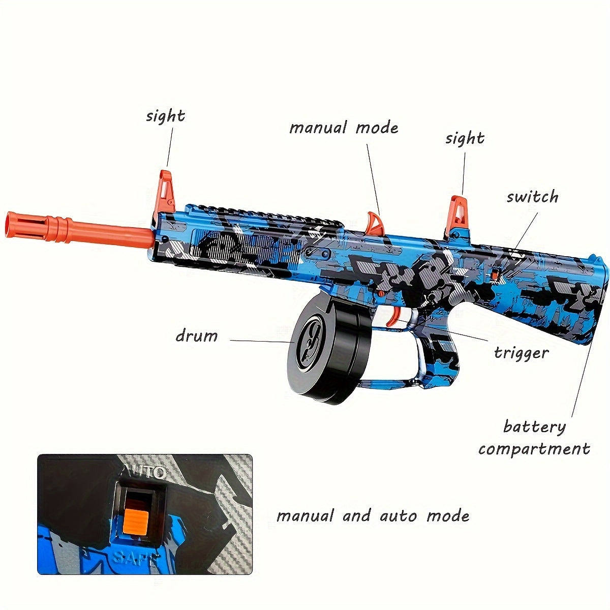 AA12 Gel Water Ball Blaster，for Outdoor Activities Game Party.2MODE:Hand Movement And Electric Full Auto