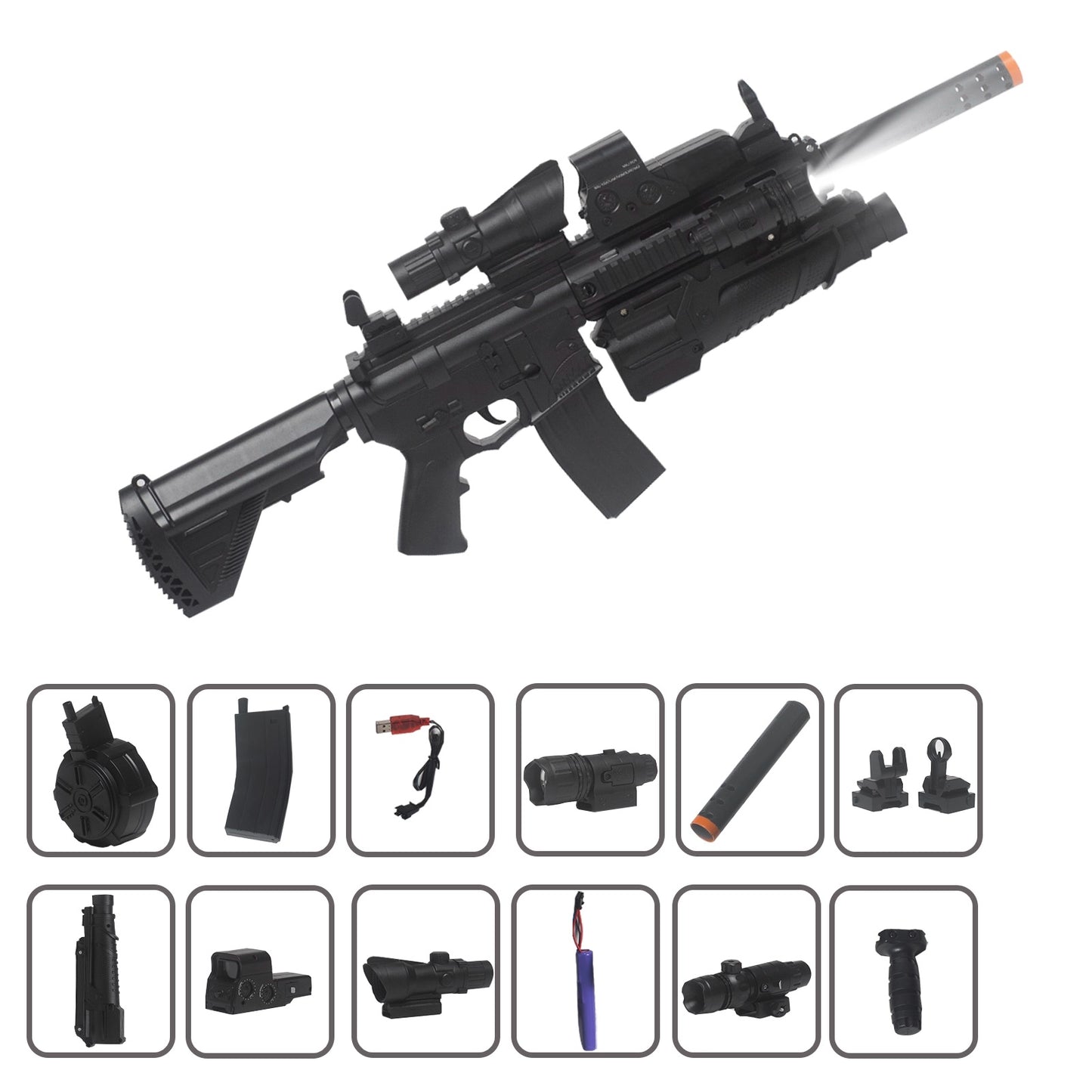 416 Modified High-end Trim Automatic Electric Gel Ball Blaster with 10 Pcs Accessories – Extended 60+ Foot Range