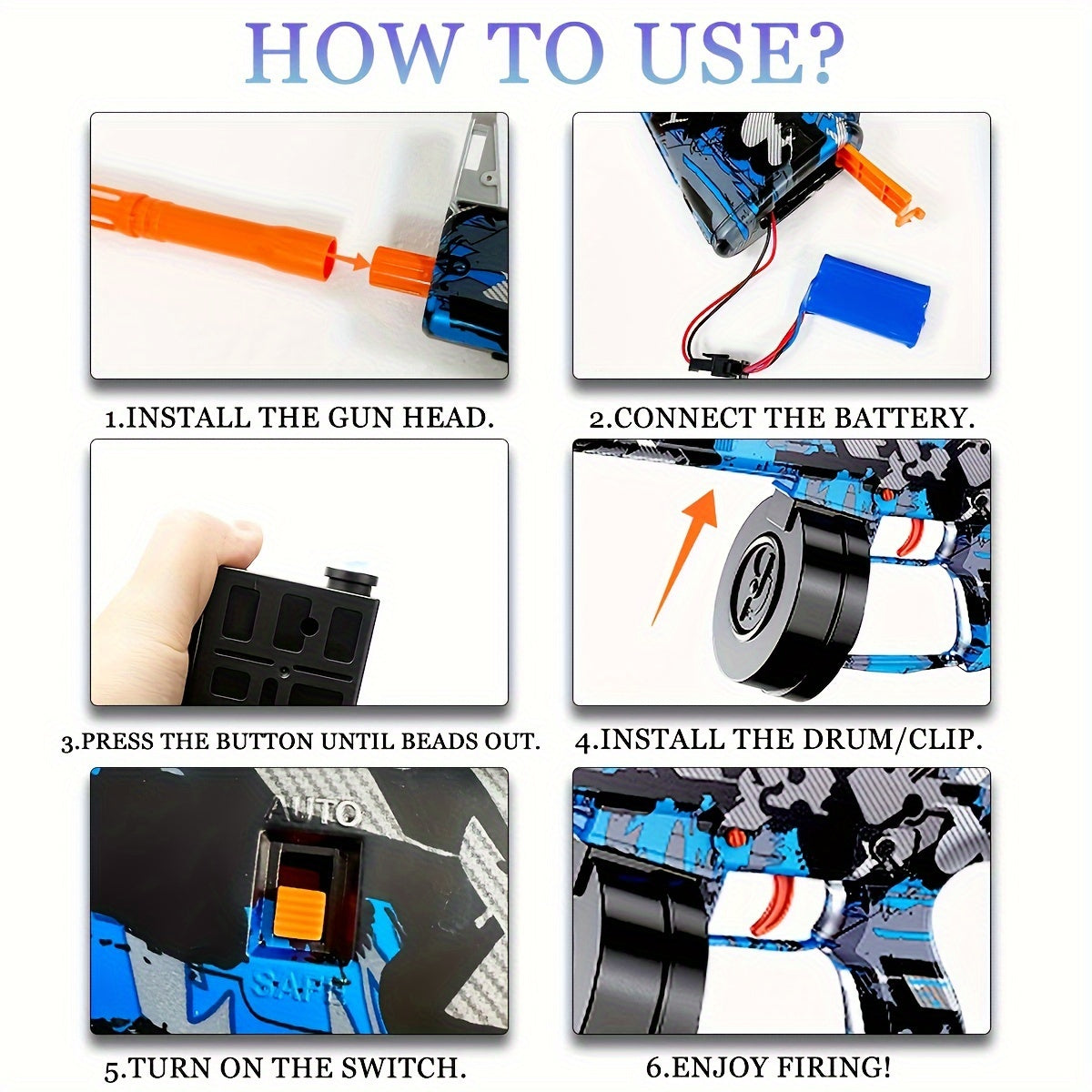 AA12 Gel Water Ball Blaster，for Outdoor Activities Game Party.2MODE:Hand Movement And Electric Full Auto