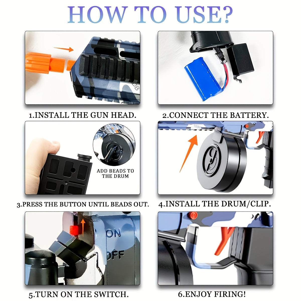 Gel Water Ball Blaster，for Outdoor Activities Game Party.2MODE:Hand Movement And Electric Full Auto