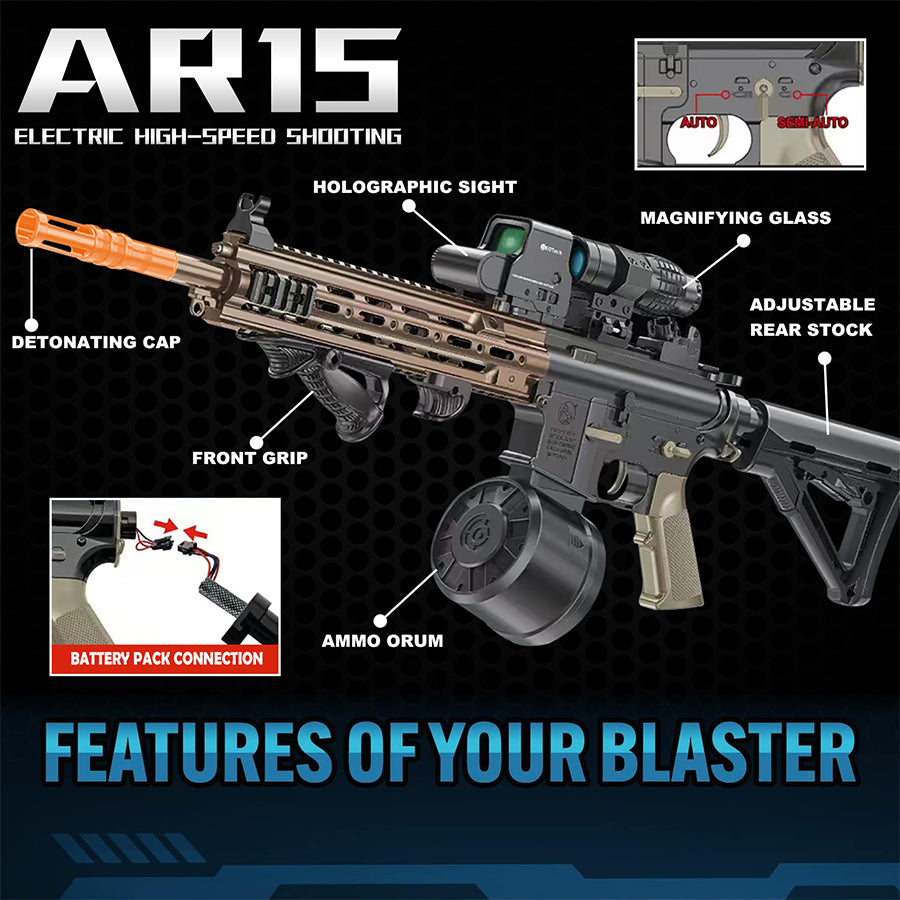 AR15  Gel Water Ball Blaster，for Outdoor Activities Game Party.2MODE:One Shot And Electric Full Auto