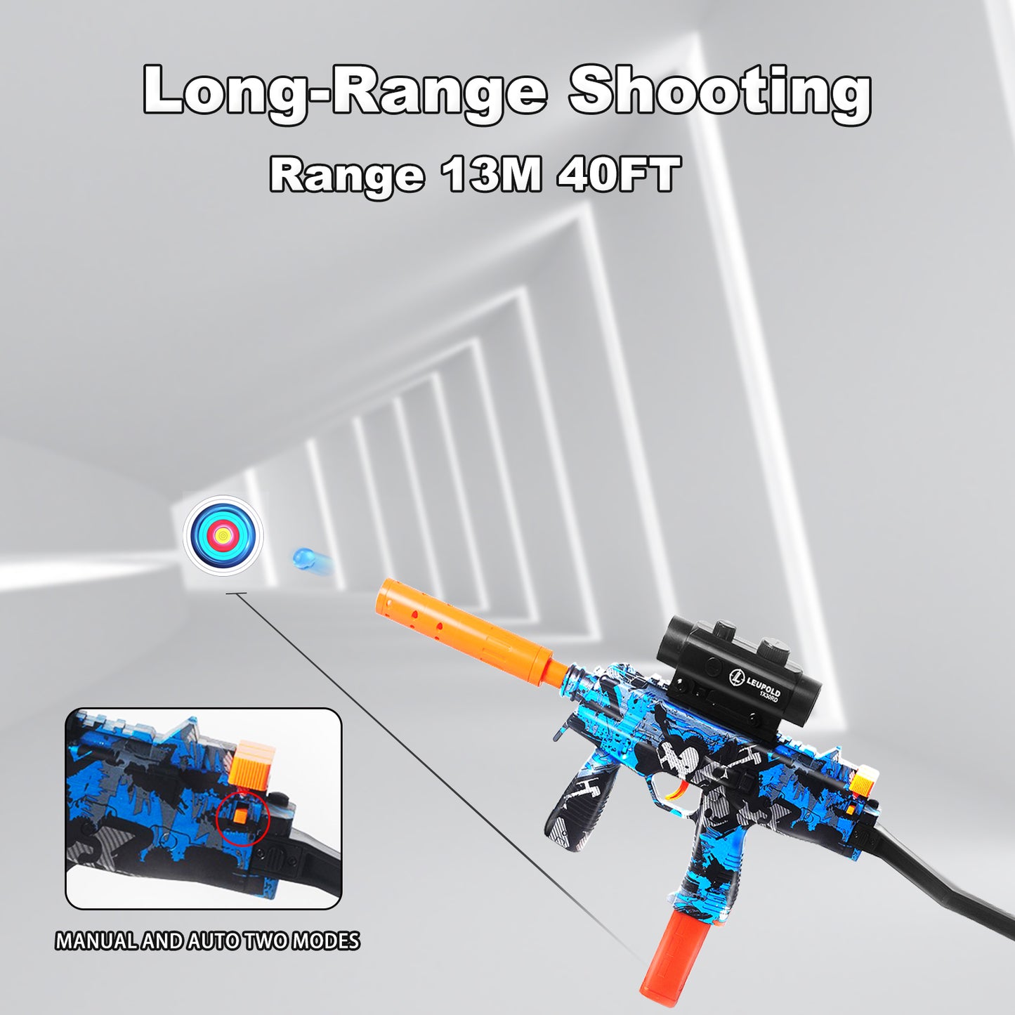 MP9 Gel Water Ball Blaster，for Outdoor Activities Game Party.2MODE:Hand Movement And Electric Full Auto