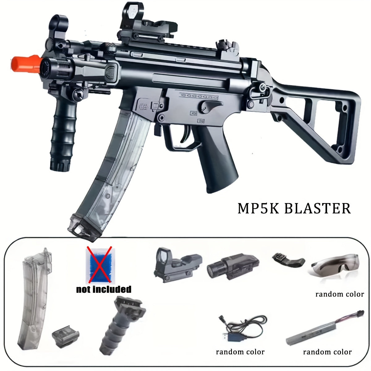MP5K Gel Water Ball Blaster，for Outdoor Activities Game Party.2MODE:Hand Movement And Electric Full Auto