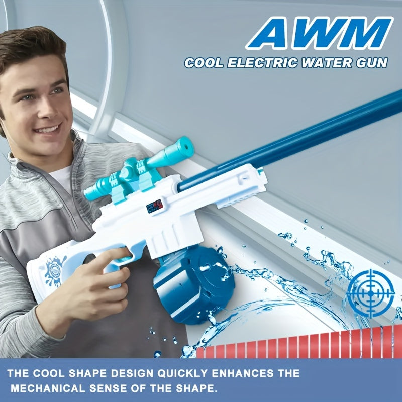 AWM Automatic Electric Water Gun , Auto Water Suction Powerful Squirt Guns Pistol for Adults Kids, Auto Water Blaster Pistol Outdoor Summer Toys for Pool Beach Party