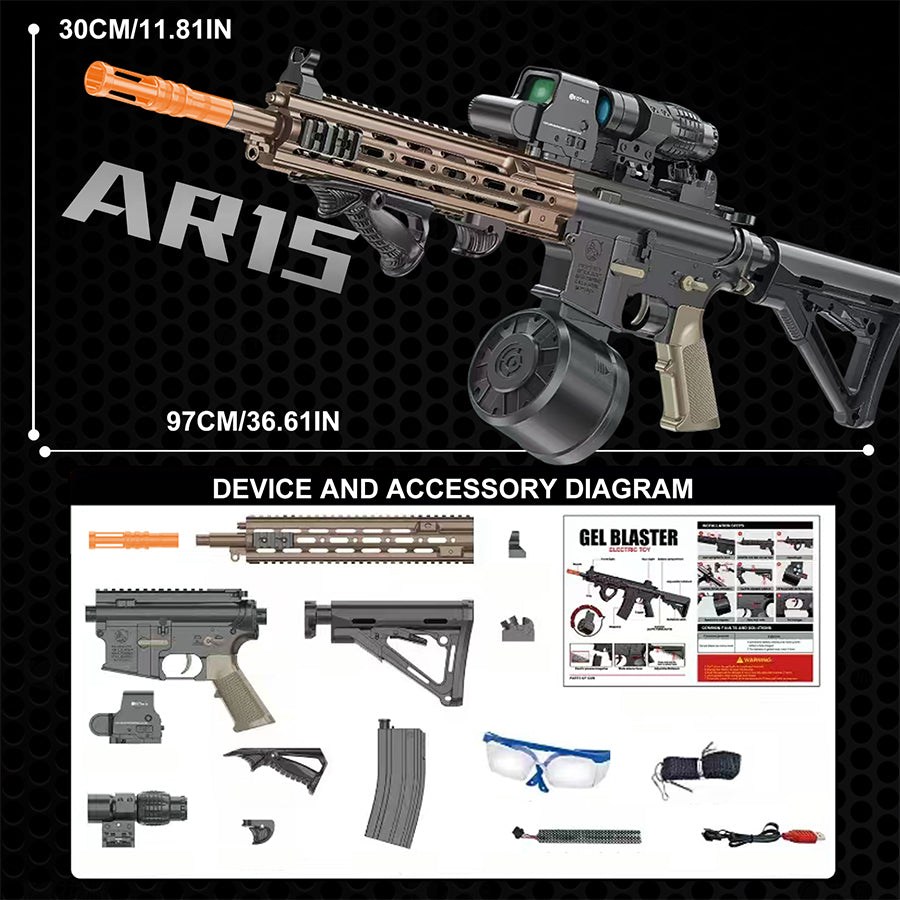 AR15  Gel Water Ball Blaster，for Outdoor Activities Game Party.2MODE:One Shot And Electric Full Auto