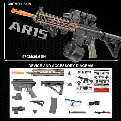 AR15  Gel Water Ball Blaster，for Outdoor Activities Game Party.2MODE:One Shot And Electric Full Auto
