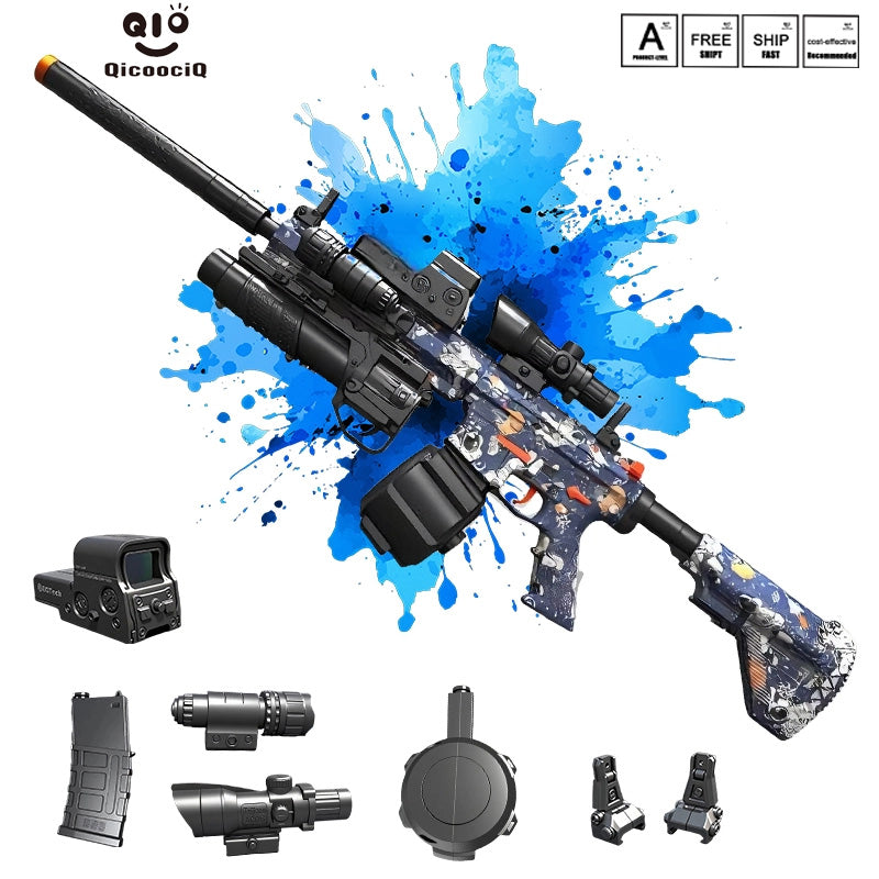 M4A1 Modified High-end Trim Automatic Electric Gel Ball Blaster with 10 Pcs Accessories – Extended 60+ Foot Range