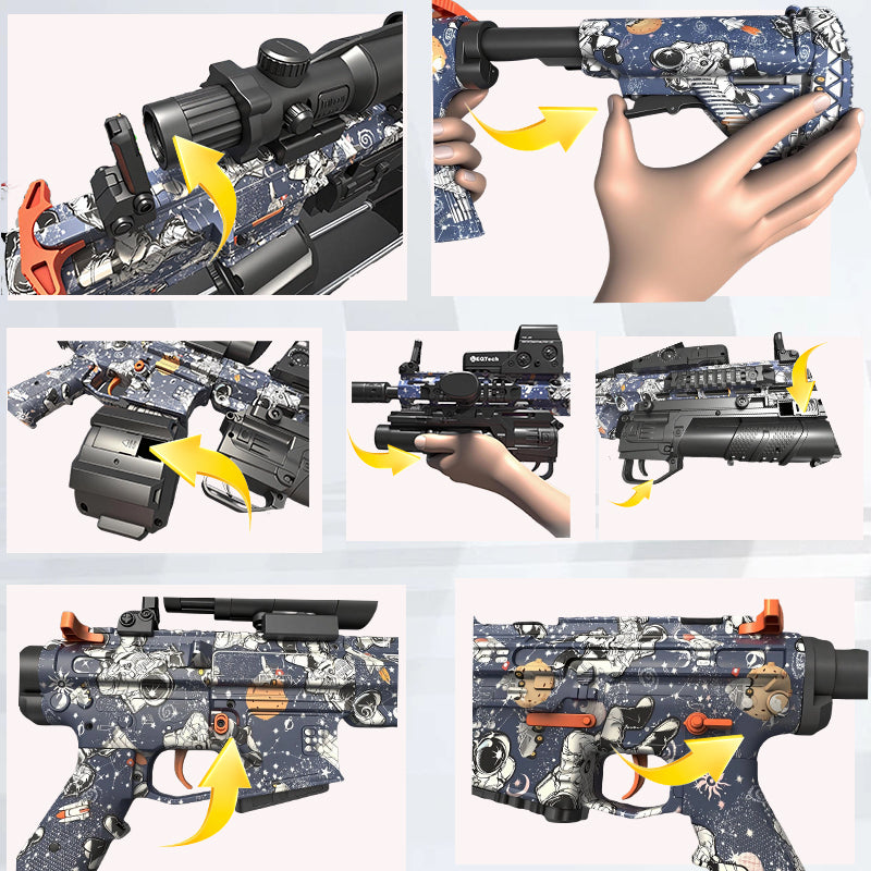 M4A1 Modified High-end Trim Automatic Electric Gel Ball Blaster with 10 Pcs Accessories – Extended 60+ Foot Range