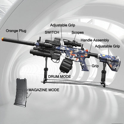 M4A1 Modified High-end Trim Automatic Electric Gel Ball Blaster with 10 Pcs Accessories – Extended 60+ Foot Range