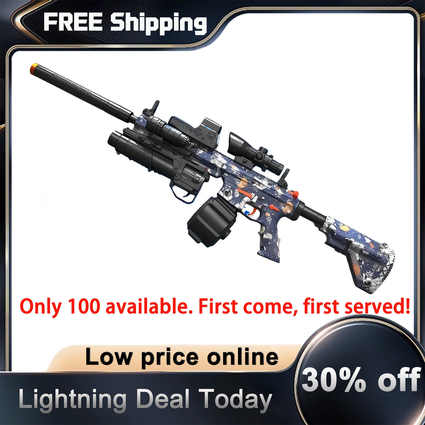 30%OFF,Free Shipping,Low Price Online.  M4A1 Modified High-end Trim Automatic Electric Gel Ball Blaster with 10 Pcs Accessories – Extended 60+ Foot Range