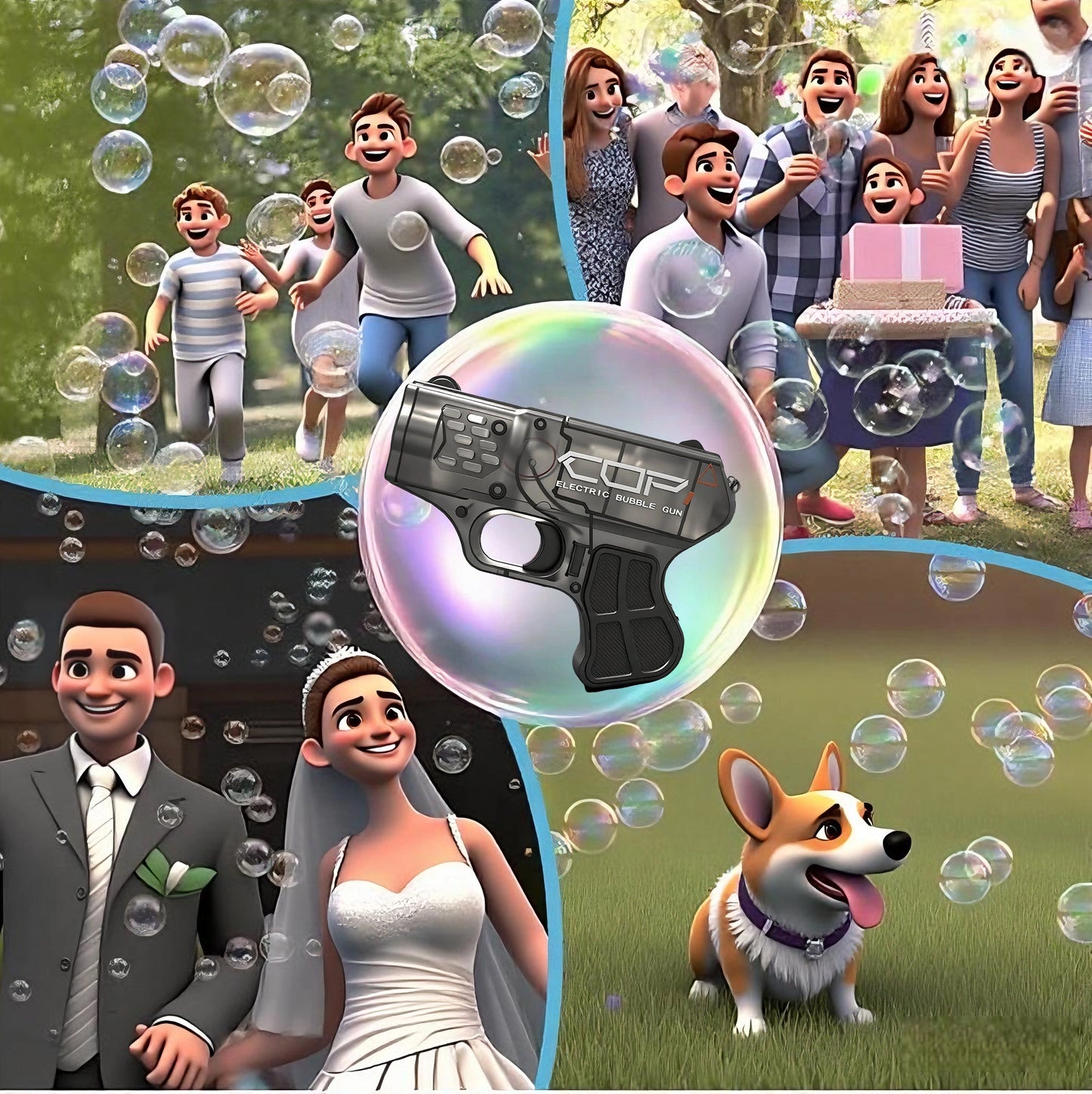 MINI  COP  Bubble Gun for Kids Bubble Machine for Boys Girls Toddlers LED Automatic Blower Toys for Ages 3 4 5 6 7 8 Summer Outdoor Party Birthday Gift