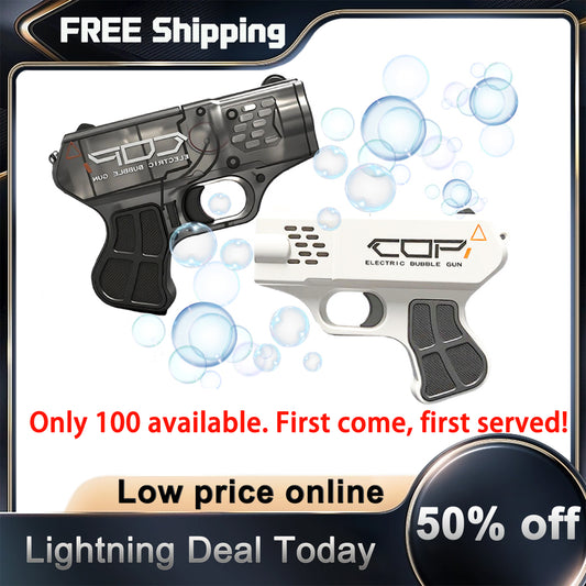 MINI  COP  Bubble Gun for Kids Bubble Machine for Boys Girls Toddlers LED Automatic Blower Toys for Ages 3 4 5 6 7 8 Summer Outdoor Party Birthday Gift