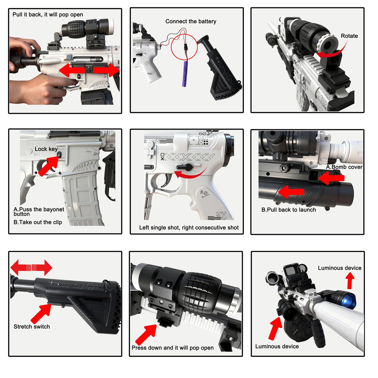 3 Firing Modes Large Gel Splatter Blaster for Orbeez with glasses Suitable for Backyard Fun and Outdoor Team Shooting Games,416 Full configuration.Full configuration