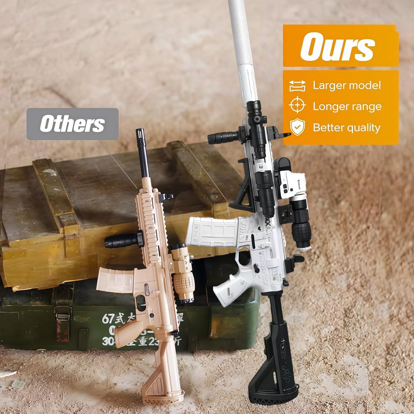 3 Firing Modes Large Gel Splatter Blaster for Orbeez with glasses Suitable for Backyard Fun and Outdoor Team Shooting Games,416 Full configuration.Full configuration