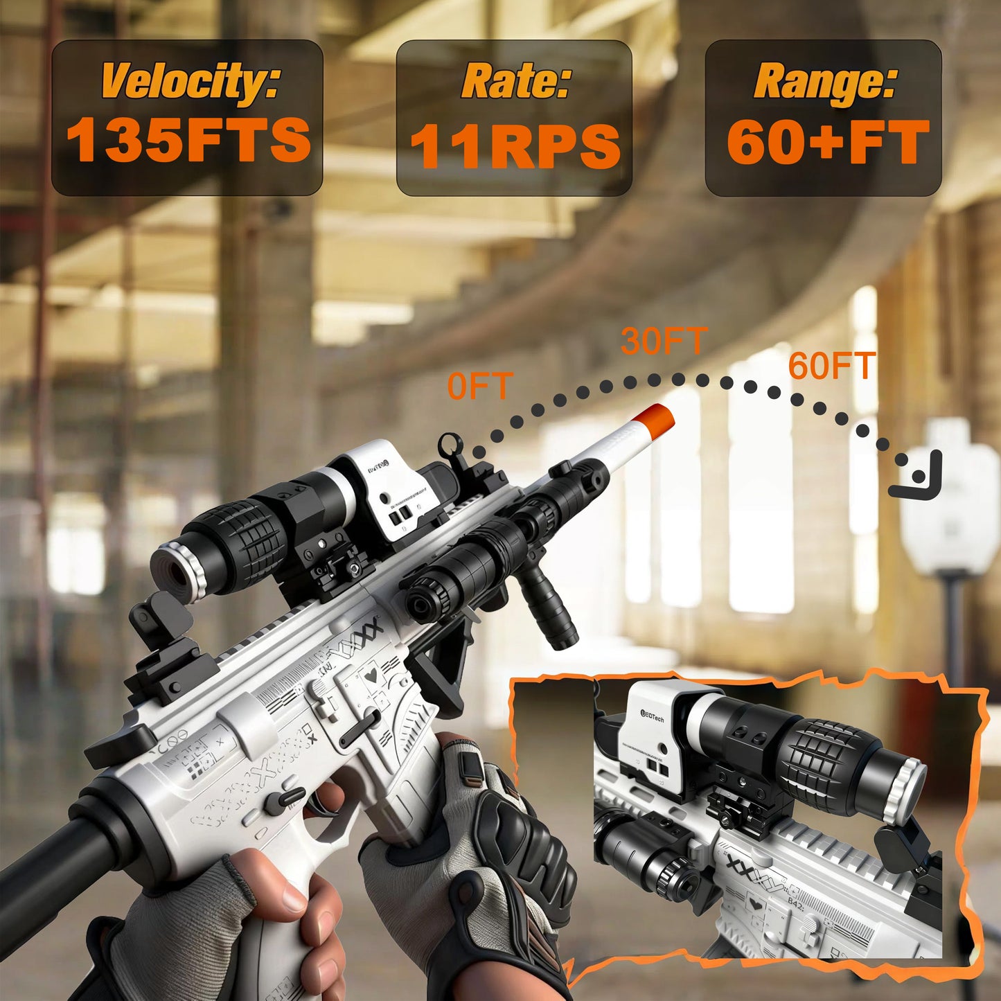 3 Firing Modes Large Gel Splatter Blaster for Orbeez with glasses Suitable for Backyard Fun and Outdoor Team Shooting Games,416 Full configuration.Full configuration